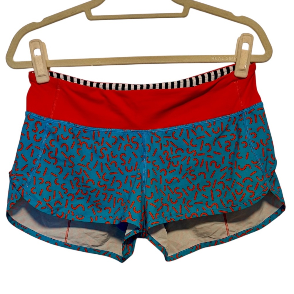 Lululemon Run Speed Shorts Special Edition 2015 Seawheeze Size‎ 6 Blue Orange
